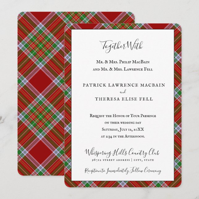 Invitation MacBain Clan Tartan Scottish Plaid (Devant / Derrière)
