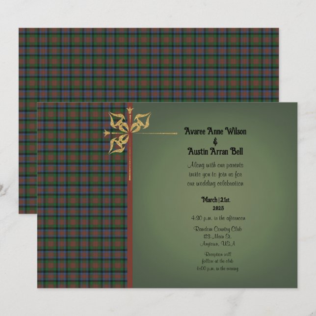 Invitation MacDuff Chasse Original Tartan Mariage écossais (Devant / Derrière)