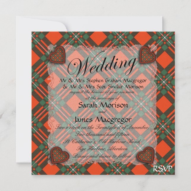 Invitation Macgregor Scottish clan tartan - Plaid (Devant)