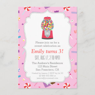 Invitation Machine à Bonbons Anniversaire Fête de Naissance