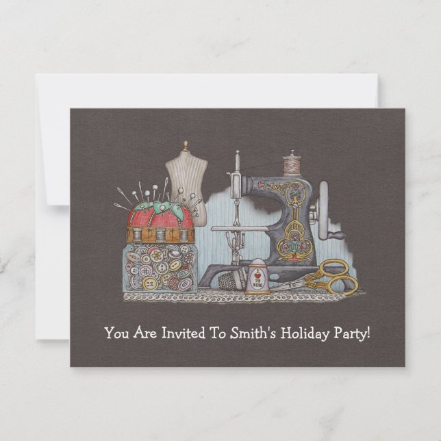 Invitation Machine à coudre alimentée à la main (Devant)