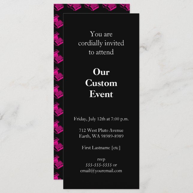 Invitation Machine à écrire Magenta Type (Devant / Derrière)