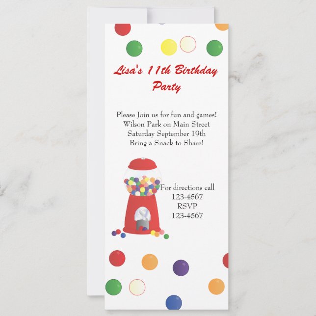 Invitation Machine à gumball (Devant)