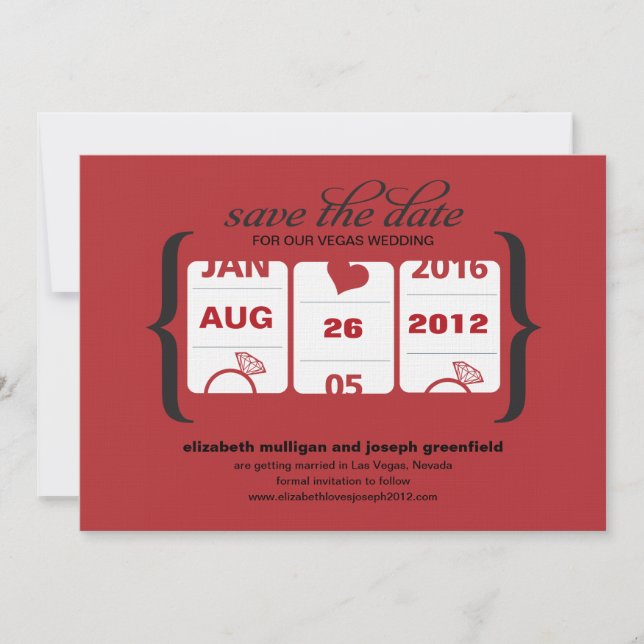 Invitation Machine à sous Enregistrer la date - Mariage (Devant)