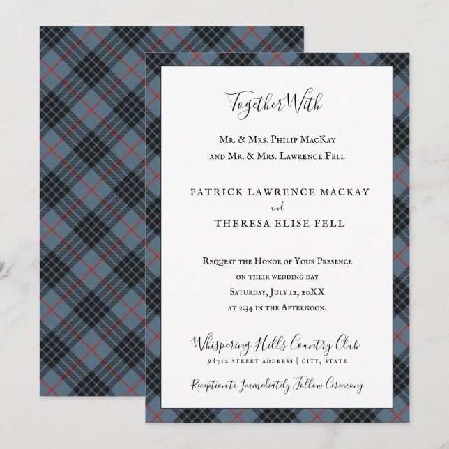 Invitation MacKay Blue Red Clan Tartan Scottish Plaid (Devant / Derrière)
