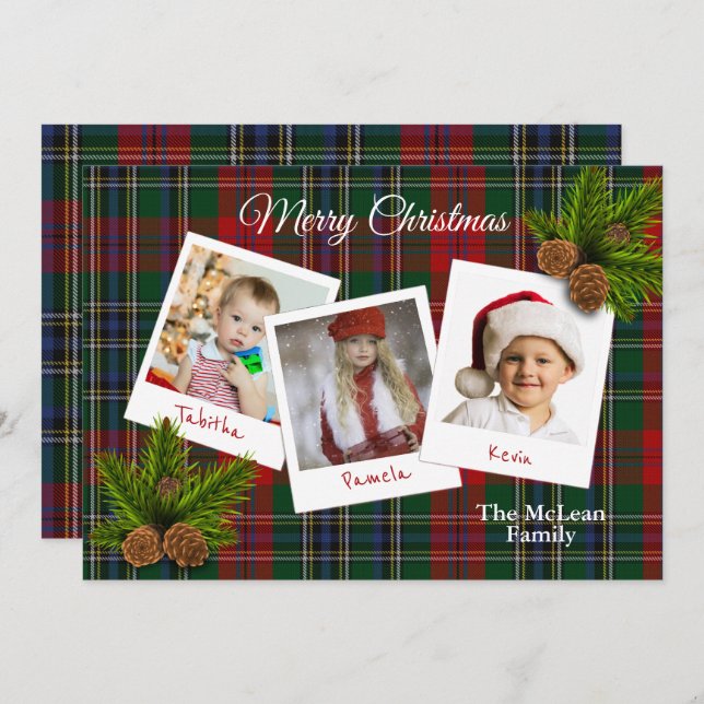 Invitation MacLean Clan Plaid Noël Multi-Carte photo (Devant / Derrière)