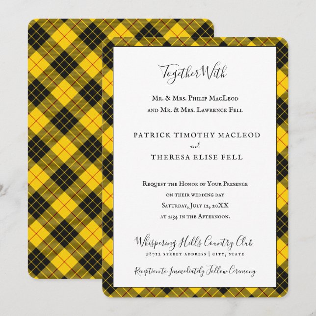 Invitation MacLeod Clan Tartan Scottish Plaid (Devant / Derrière)