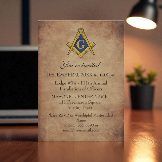 Invitation Maçonnerie de franc-maçonnerie rustique noir (Créateur téléchargé)
