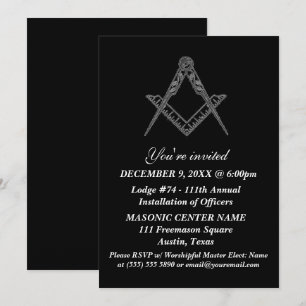 Invitation Maçonnerie Freemason Black Masonic