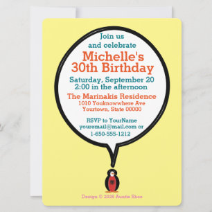 Invitation Madame Pingouin personnalisée Albanie Anniversaire