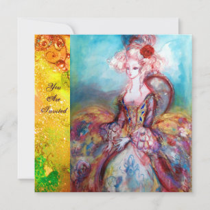 Invitation MADAME POMPADOUR , Costume de fête élégant et doré