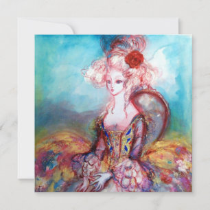 Invitation MADAME POMPADOUR , Costume de fête élégant et doré