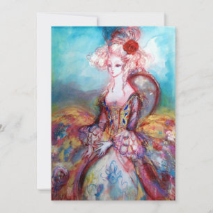 Invitation MADAME POMPADOUR , Fête de costume doré chic