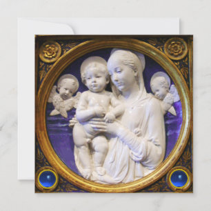 Invitation MADONNA, ENFANT ET ANGES Sapphire Bleu Noël