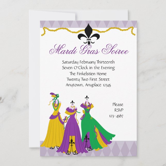 Invitation Magasin de vêtements Mardi Gras (Devant)