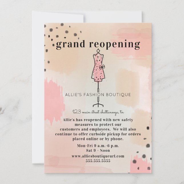 Invitation Magasin de vêtements réouvrant le rose Abstrait (Devant)