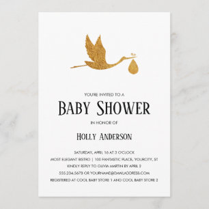 Invitation Magasin d'or Faux Baby shower simple avec offre gr