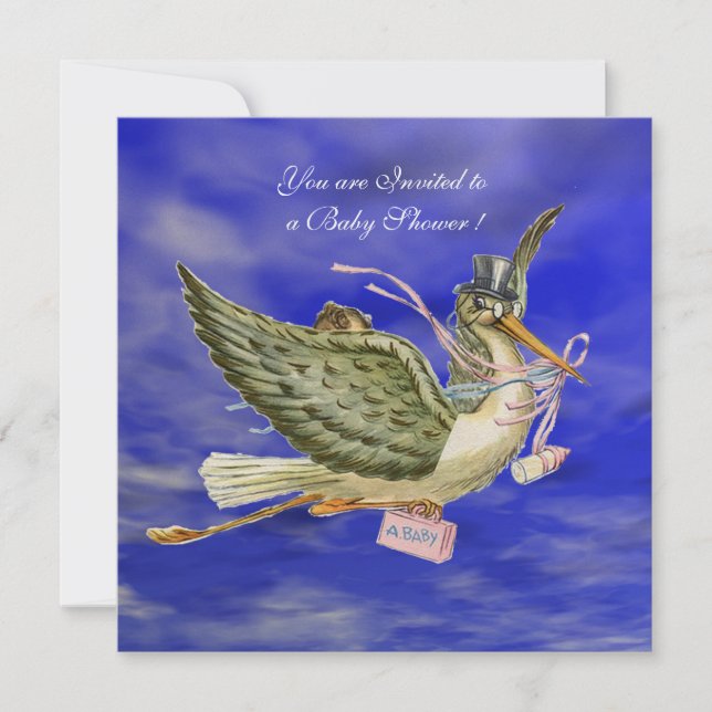INVITATION MAGASIN EN BABY SHOWER DE FILLE SKY BLEU (Devant)