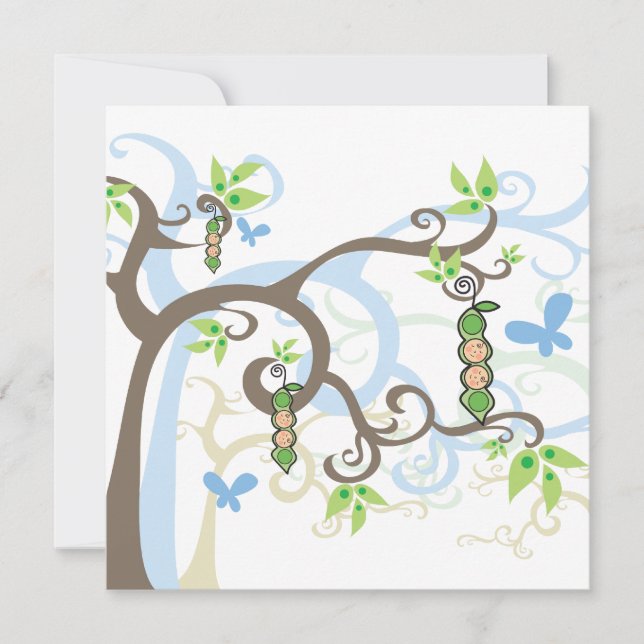 Invitation Magasins Twin Boys Pea dans le Baby shower Pod (Devant)