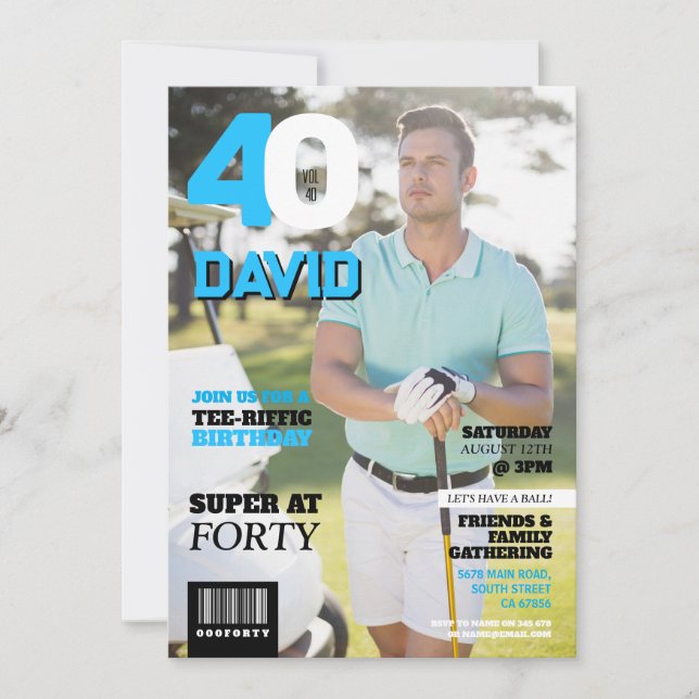 Invitation Magazine 40 Mens Golf Forty Golfer Anniversaire (Devant)