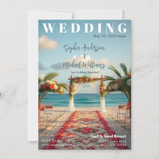 Invitation Magazine Cover Beach Wedding (Devant)