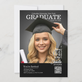 Invitation Magazine Cover Graduation Black