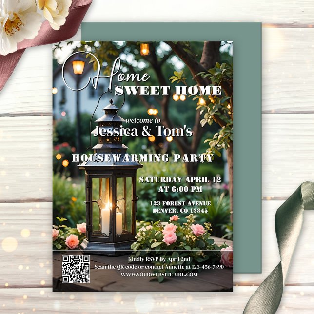 Invitation Magazine Cover Housewarming Party (Housewarming party invitation in magazine cover style with your custom photo and a QR code template)