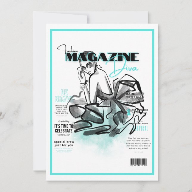 Invitation magazine de mode diva pour enterrement de vie de j (Devant)