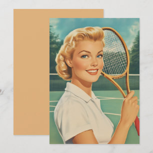 Invitation Magazine des années 1950 Illustration Tennis Woman