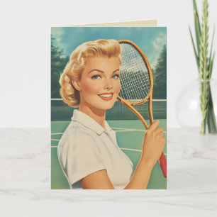 Invitation Magazine des années 1950 Illustration Tennis Woman