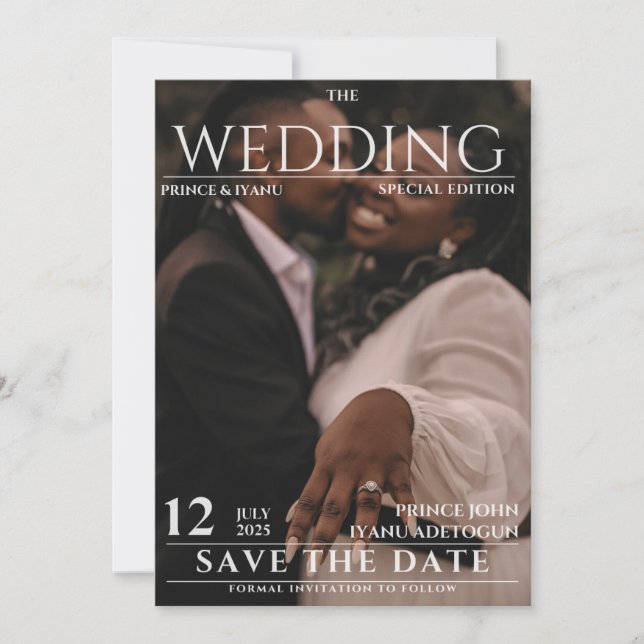 Invitation Magazine Editorial Journal Mariage Enregistrer la  (Devant)