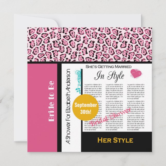 Invitation Magazine Fête des mariées tendance Pink Leopard (Devant)