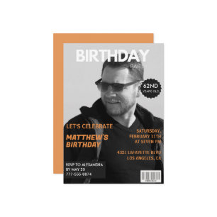 Invitation Magazine noir et blanc Éditorial 62e anniversaire