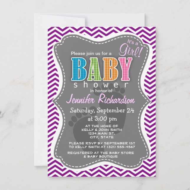 Invitation Magenta Chevron foncé (Devant)