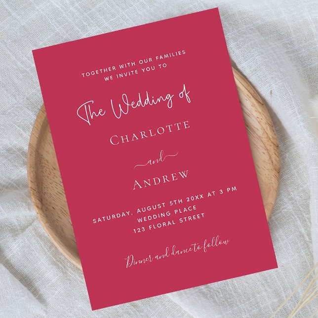 Invitation Magenta élégant script mariage de luxe (Créateur téléchargé)