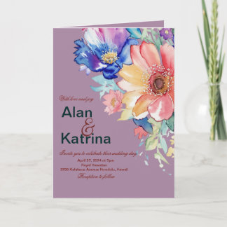 Invitation Magenta Floral Bold Mariage Plié