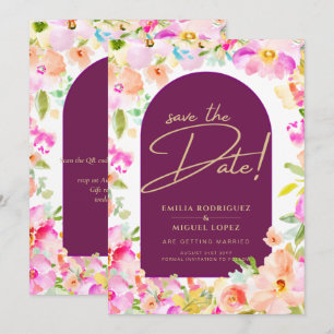 Invitation Magenta Floral Mariage