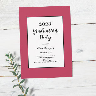 Invitation Magenta Graduation Party minimaliste