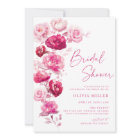 Invitation Magenta Hot Rose Floral Douche nuptiale