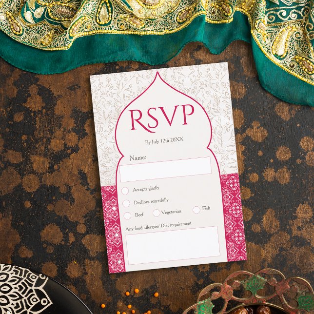 Invitation Magenta Marocain floral mariage (Créateur téléchargé)