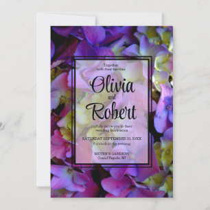 Invitation Magenta Purple bleu jaune Hydrangeas fleurs