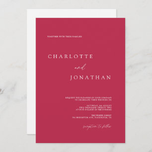 Invitation Magenta QR Romantique moderne Mariage de code