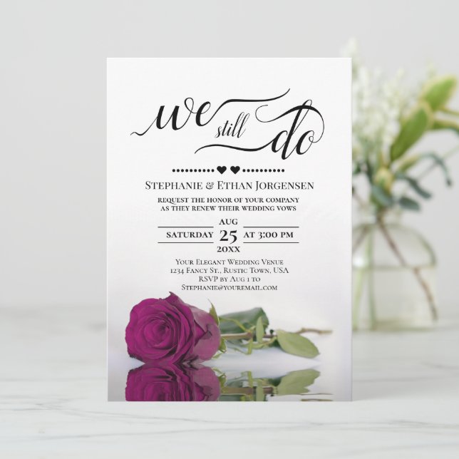 Invitation Magenta Rose Nous Faisons Toujours Mariage Vow Ren (Debout devant)