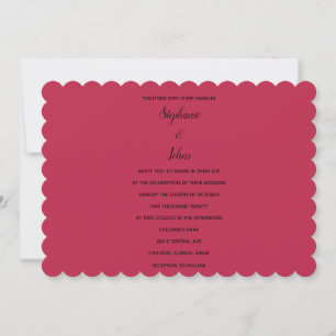 Invitation Magenta Rouge noir minimal coloré Mariage tendance