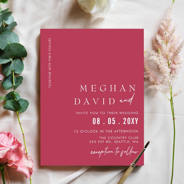 Invitation Magenta Simple Élégant Mariage moderne (Créateur téléchargé)