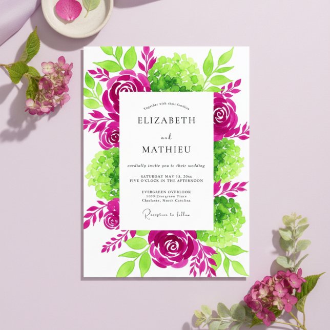 Invitation Magenta Verdant Bloom Wedding (Créateur téléchargé)
