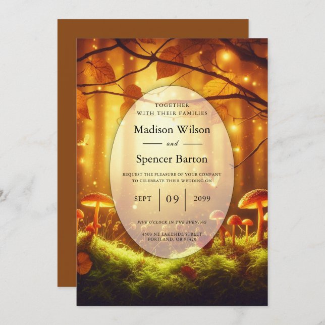 Invitation Magic Amber Forest Fairytale Mariage (Devant / Derrière)