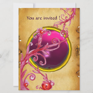 Invitation MAGIC BERRIES PARCHEMENT GEM rouge rubis