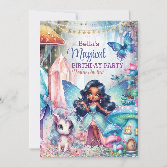 Invitation Magic Crystal Fairyland fête d'anniversaire (Devant)