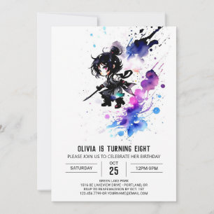 Invitation Magic Custom Ninja Digital Girl Anniversaire